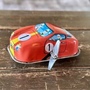 Working Vintage Mini Race Car DBS-1 Wind Up Tin Toy Clockwork Germany
